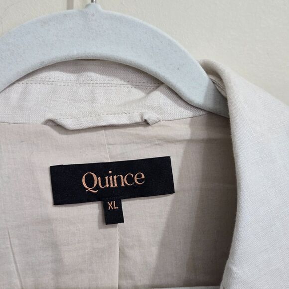 Quince Womens XL European Linen Structured Blazer Sand Jacket Clean Girl NWOT - Picture 6 of 13